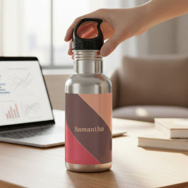 Monogram Brown und Maroon Striped Edelstahlflasche