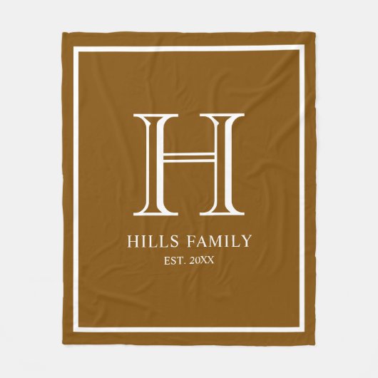 Monogram Brown & White Wedding Couples Namen Fleecedecke (Vorderseite)