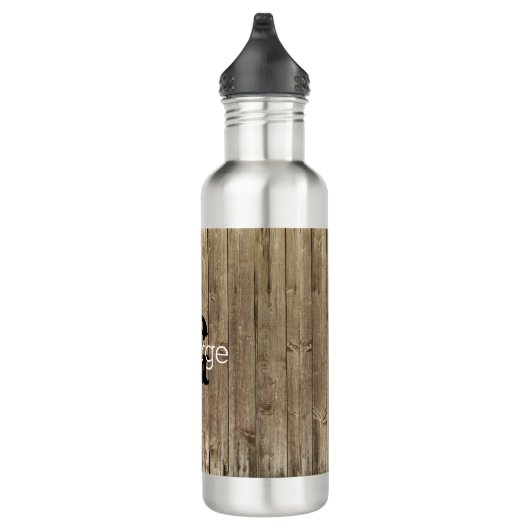 Monogram Brown Wood Handsome Personalisiert Edelstahlflasche (Rechts)