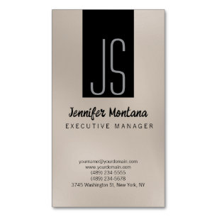 Monogram Browny Beige Black Manager Business Card Magnetische Visitenkarte