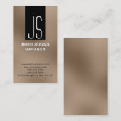 Monogram Browny Beige Black Manager Business Card Visitenkarte (Vorne/Hinten)