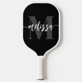 Monogram Brush Calligraphy Black Pickleball Schläger (Rückseite)