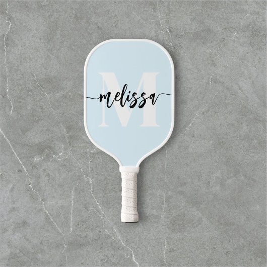 Monogram Brush Calligraphy Blue Pickleball Schläger