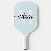 Monogram Brush Calligraphy Blue Pickleball Schläger (Rückseite)