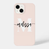 Monogram Brush Calligraphy Blush iPhone Hülle (Rückseite)