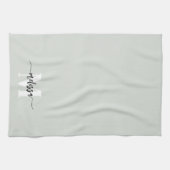 Monogram Brush Calligraphy Sage Green Geschirrtuch (Horizontal)