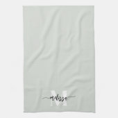 Monogram Brush Calligraphy Sage Green Geschirrtuch (Vertikal)