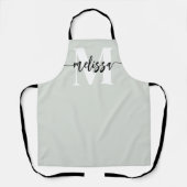 Monogram Brush Calligraphy Sage Green Schürze (Vorderseite)