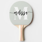 Monogram Brush Calligraphy Sage Green Tischtennis Schläger (Vorderseite)