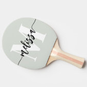Monogram Brush Calligraphy Sage Green Tischtennis Schläger (Seitenansicht)