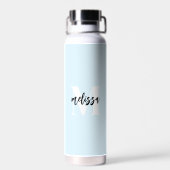 Monogram Brush Script Blue Water Flasche (Rückseite)