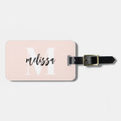Monogram Brush Script Blush Pink Gepäckanhänger (Vorderseite horizontal)