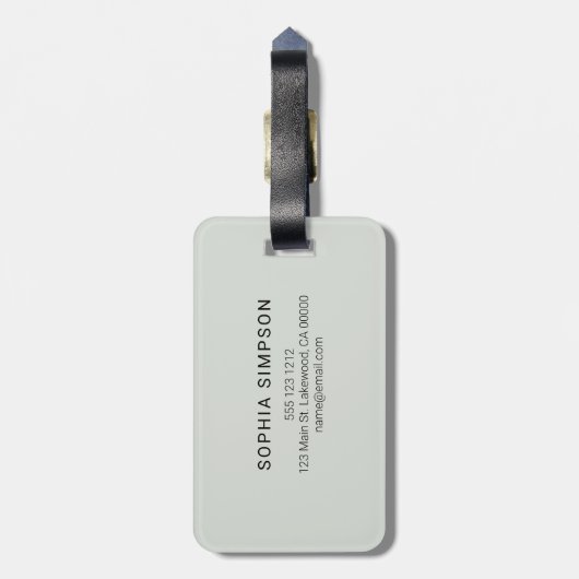 Monogram Brush Script Sage Green Gepäckanhänger (Rückseite vertikal)