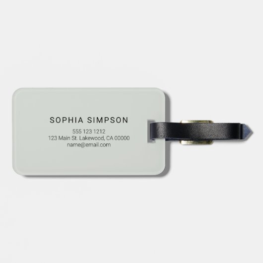 Monogram Brush Script Sage Green Gepäckanhänger (Rückseite horizontal)