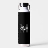 Monogram Brush-Script schwarz Trinkflasche (Vorne)
