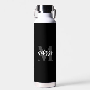 Monogram Brush-Script schwarz Trinkflasche