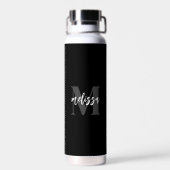 Monogram Brush-Script schwarz Trinkflasche (Rückseite)