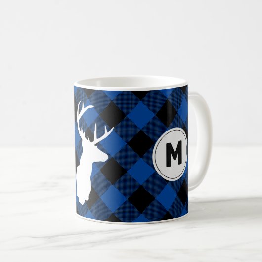 Monogram Buffalo Kariert Lumberjack Elch Kaffeetasse (VorderseiteRechts)