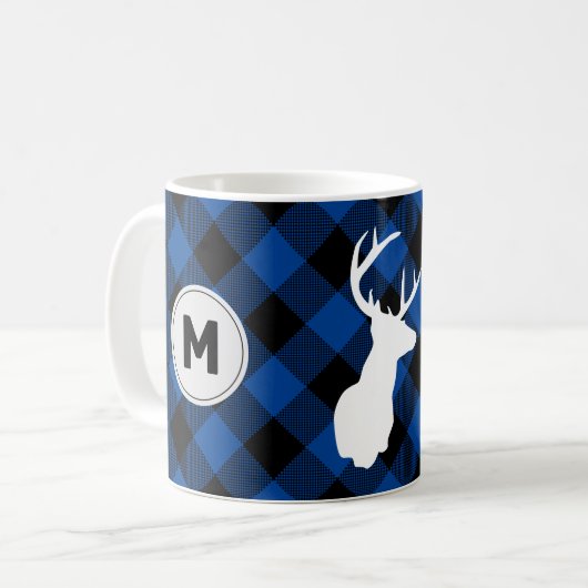 Monogram Buffalo Kariert Lumberjack Elch Kaffeetasse (Vorderseite Links)