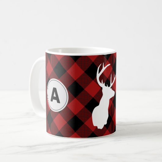 Monogram Buffalo Kariert Lumberjack Elch Kaffeetasse (Vorderseite Links)
