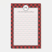 Monogram Buffalo Kariert Red and Black Christmas Post-it Klebezettel (Vorderseite)