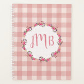 Monogram Buffalo Kariert | Rosa Karos und Blume Planer (Vorderseite)