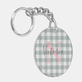 Monogram Buffalo Karo Kariert Gingham Name Schlüsselanhänger (Vorderseite links)