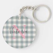 Monogram Buffalo Karo Kariert Gingham Name Schlüsselanhänger (Rückseite)