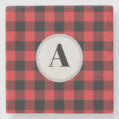 Monogram Buffalo Karo Pattern Steinuntersetzer (Vorderseite)