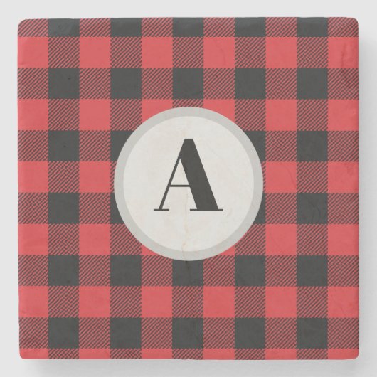 Monogram Buffalo Karo Pattern Steinuntersetzer (Vorderseite)