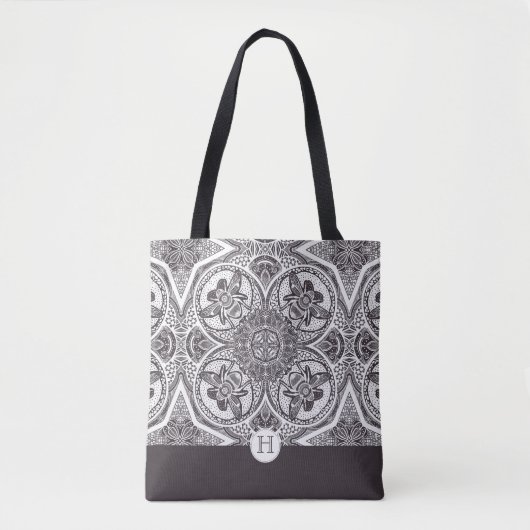 Monogram Bumblebees Mandala Tote Bag Tasche (Vorderseite)