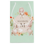 Monogram Bunny Rabbits Floral Baby Personalisiert Kleine Geschenktüte (Rückseite)