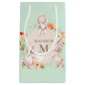 Monogram Bunny Rabbits Floral Baby Personalisiert Kleine Geschenktüte (Vorderseite)