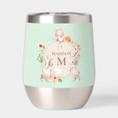 Monogram Bunny Rabbits Floral Oaster Personalisier (Rückseite)