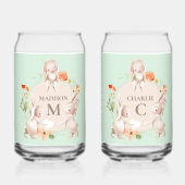 Monogram Bunny Rabbits Floral Oaster Personalisier Dosenglas (Rückseite)