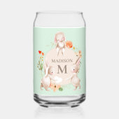 Monogram Bunny Rabbits Floral Oaster Personalisier Dosenglas (Vorderseite)