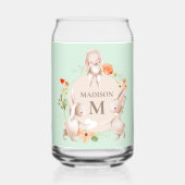 Monogram Bunny Rabbits Floral Oaster Personalisier Dosenglas (Rückseite)