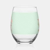 Monogram Bunny Rabbits Floral Oaster Personalisier Weinglas Ohne Stiel (Links)