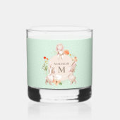 Monogram Bunny Rabbits Floral Oaster Personalisier Whiskyglas (Rückseite)