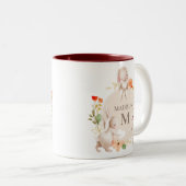 Monogram Bunny Rabbits Floral Oaster Personalisier Zweifarbige Tasse (VorderseiteRechts)