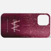 Monogram Burgunder Rot Gold Glitter Case-Mate iPhone Hülle (Rückseite / Rechts)