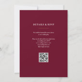 Monogram Burgundy and Gold QR Code Wedding Einladung (Rückseite)