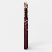 Monogram Burgundy Blush Pink Rose Gold Glitzer Case-Mate iPhone Hülle (Hinten/Links)