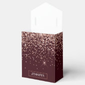 Monogram Burgundy Blush Pink Rose Gold Glitzer Geschenkschachtel (Geöffnet)