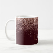 Monogram Burgundy Blush Pink Rose Gold Glitzer Kaffeetasse (Links)