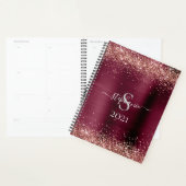 Monogram Burgundy Brown Imitats-Glitzer Girly Glam Planer (Anzeige)