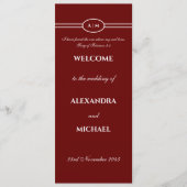 Monogram Burgundy Christian Wedding Program Programm (Vorderseite)