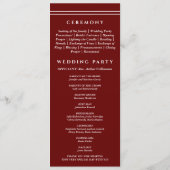 Monogram Burgundy Christian Wedding Program Programm (Rückseite)