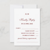 Monogram Burgundy Christian Wedding RSVP Card (Vorderseite)
