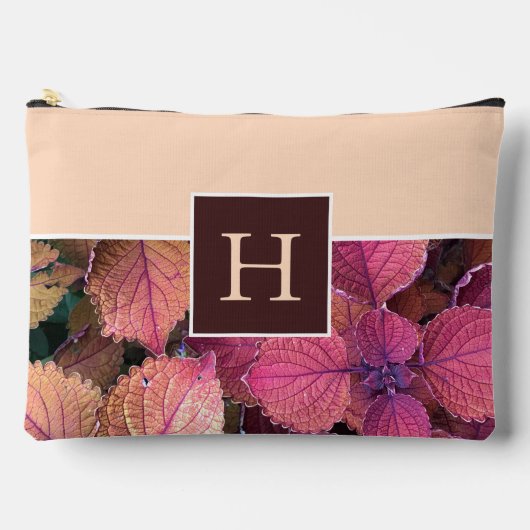 Monogram Burgundy Cream-Blätter Zubehörtasche (Vorderseite)